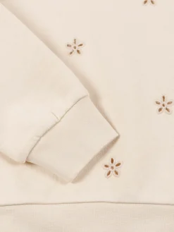 Sweat brodé beige rosé fille (3-12A)