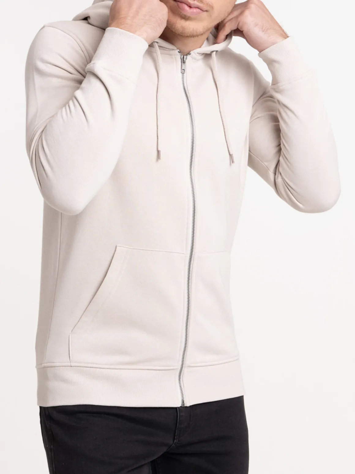Sweat capuche homme coloris craie