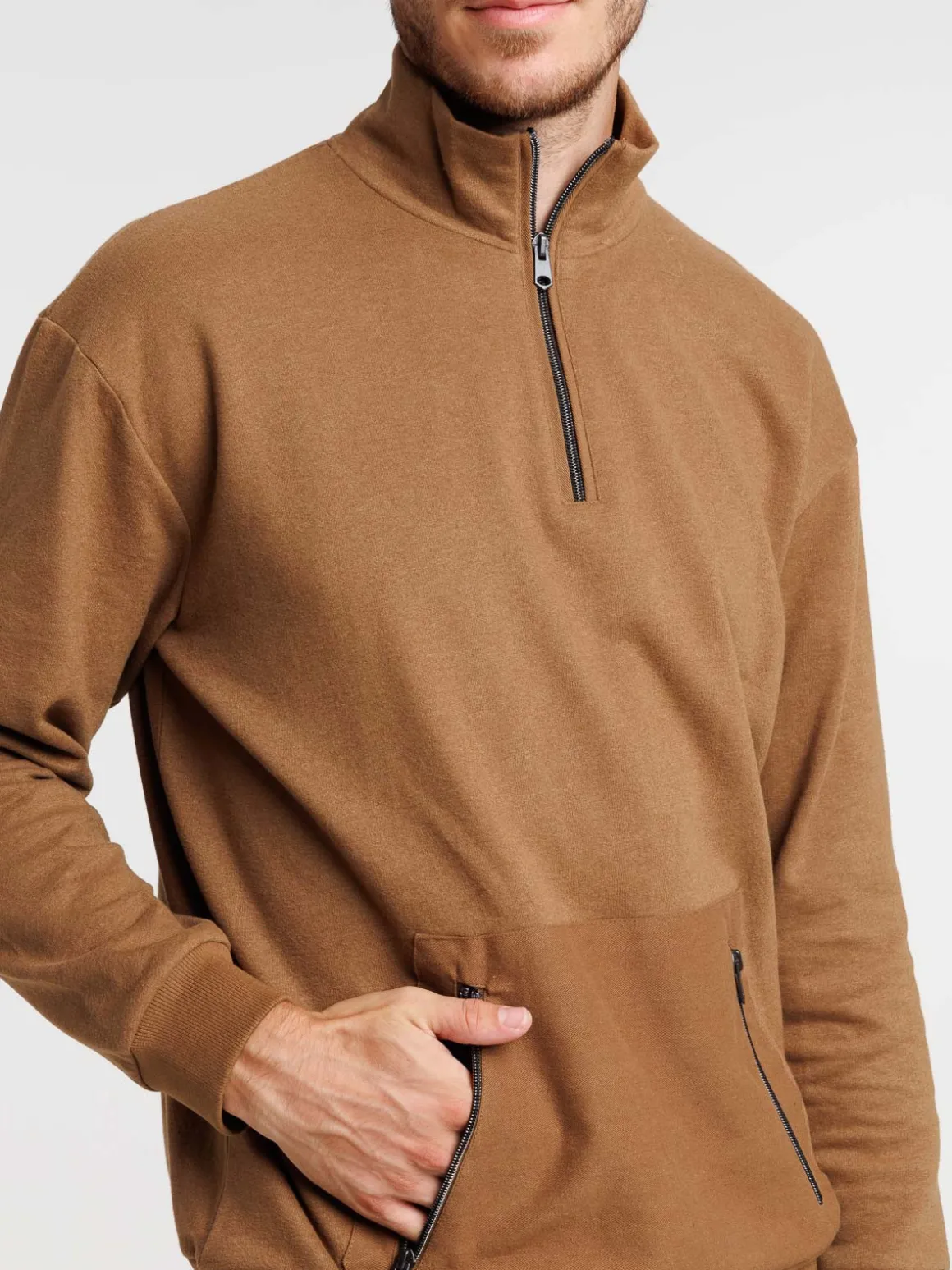 Sweat col montant zippé homme