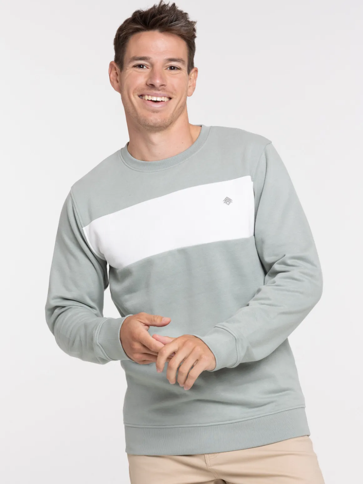 Sweat col rond bicolore homme