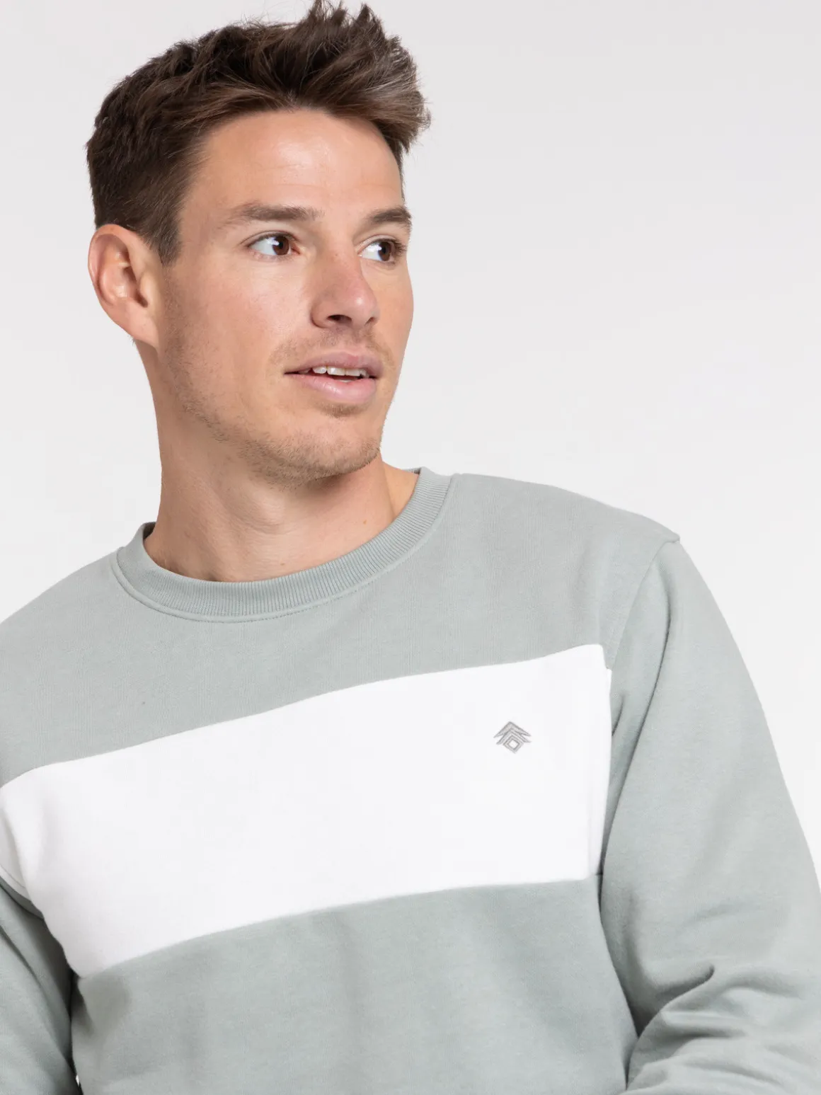 Sweat col rond bicolore homme