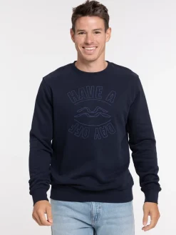 Sweat col rond message brodé homme