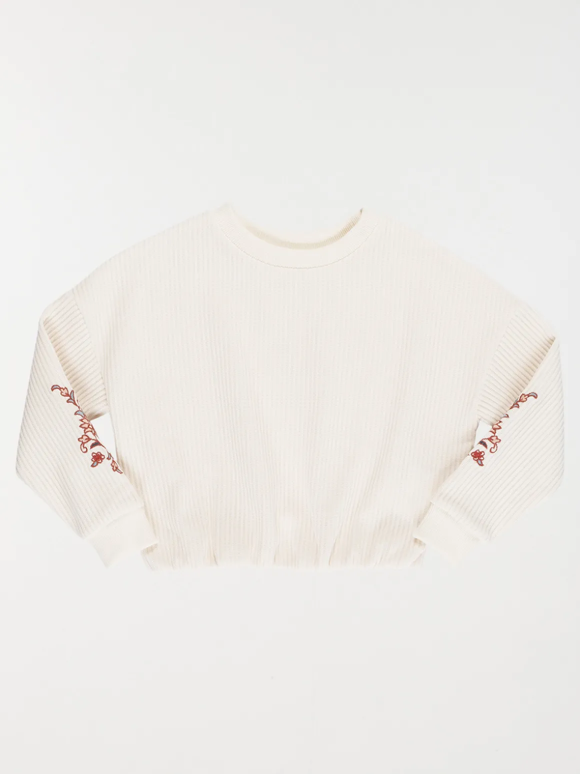 Sweat fleurs brodées fille (3-12A)