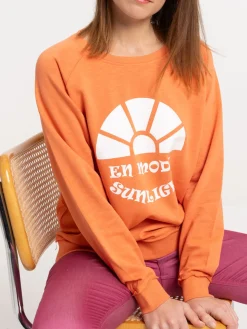 Sweat imprimé orange grisé femme