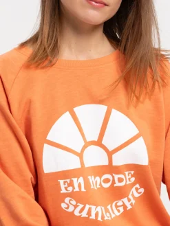 Sweat imprimé orange grisé femme