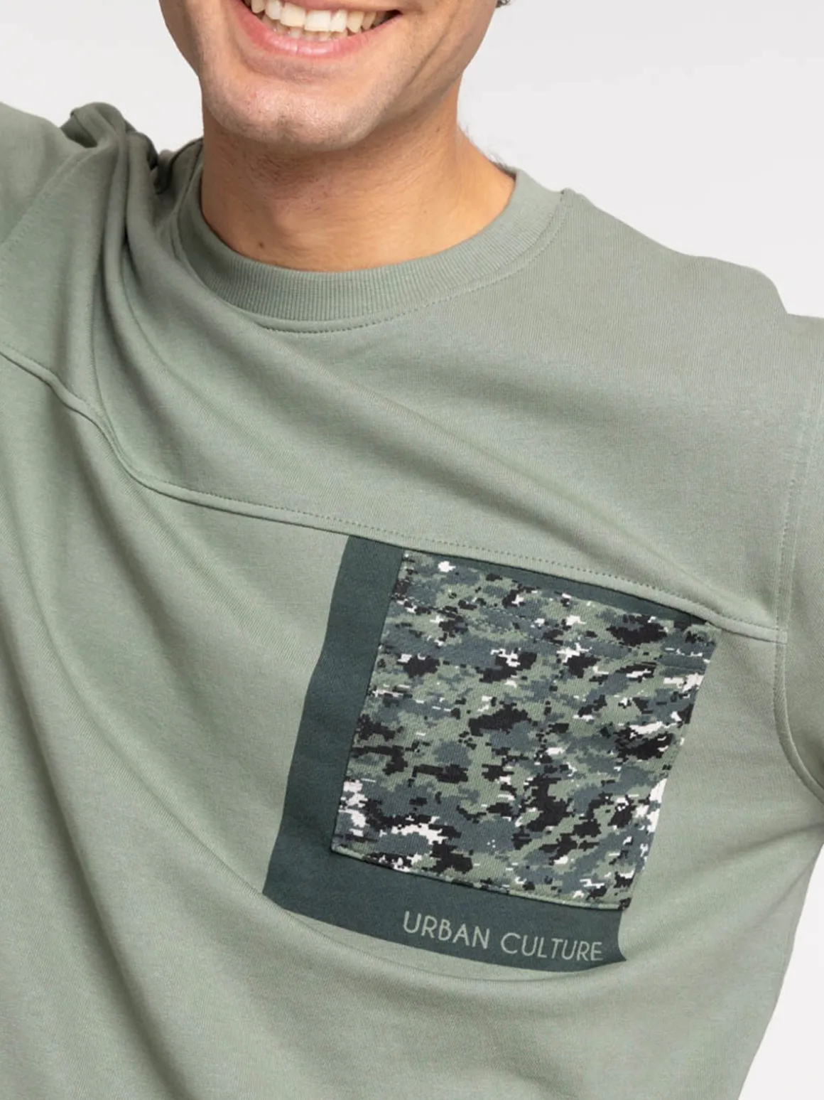 Sweat poche militaire vert camou homme