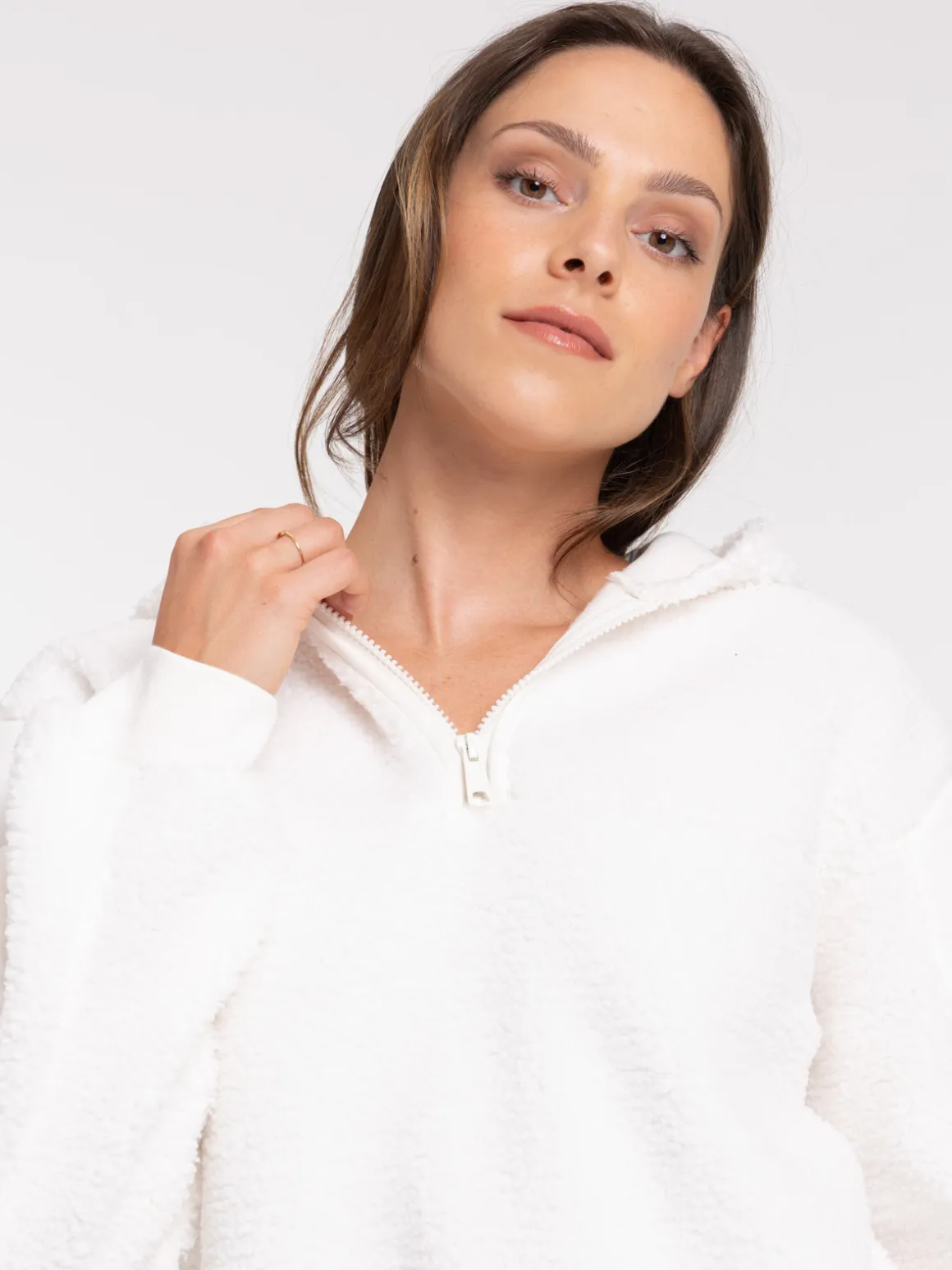 Sweat polaire à capuche femme