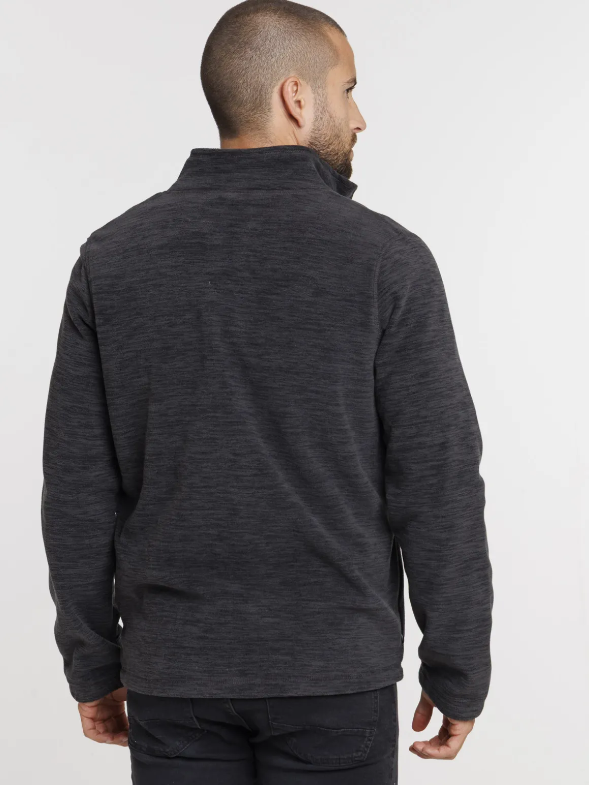 Sweat polaire zippé gris chiné homme
