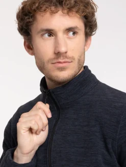 Sweat polaire zippé marine navy homme