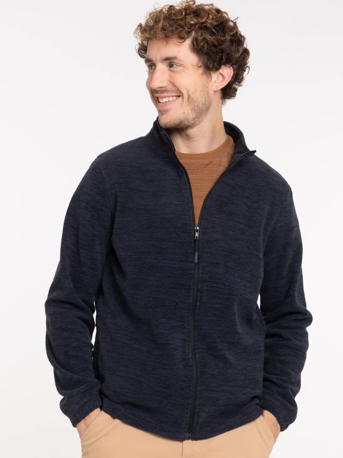 Sweat polaire zippé marine navy homme