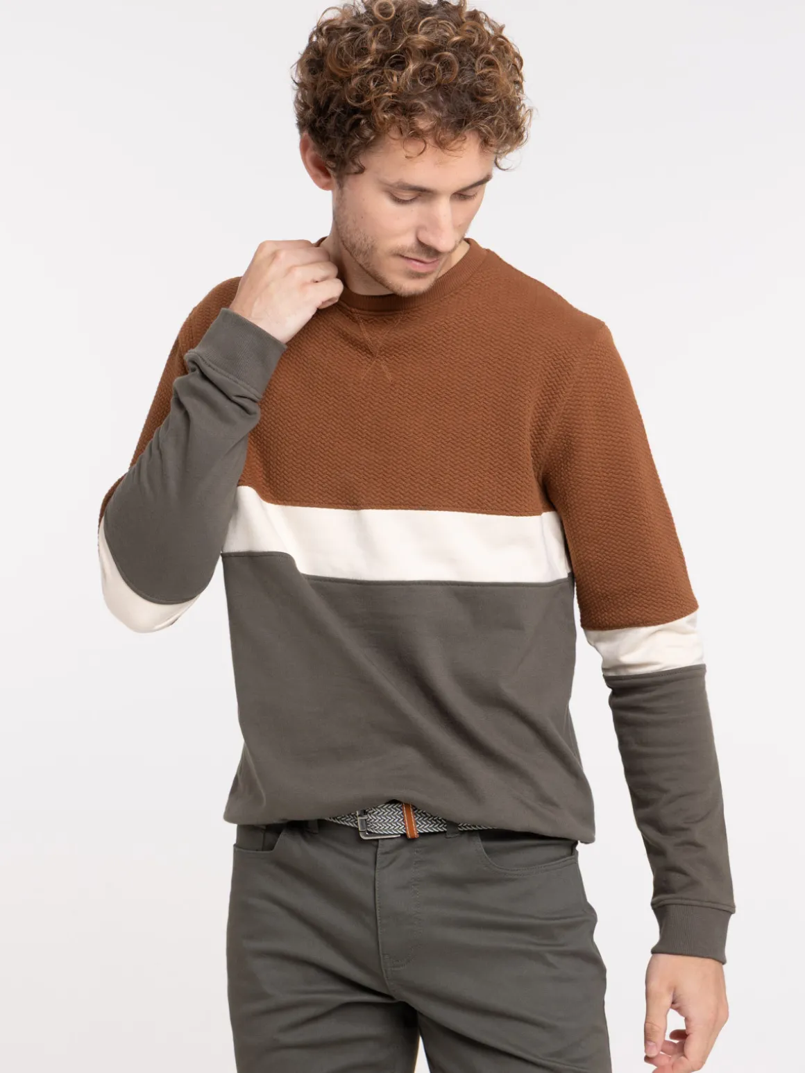 Sweat tricolore col rond homme