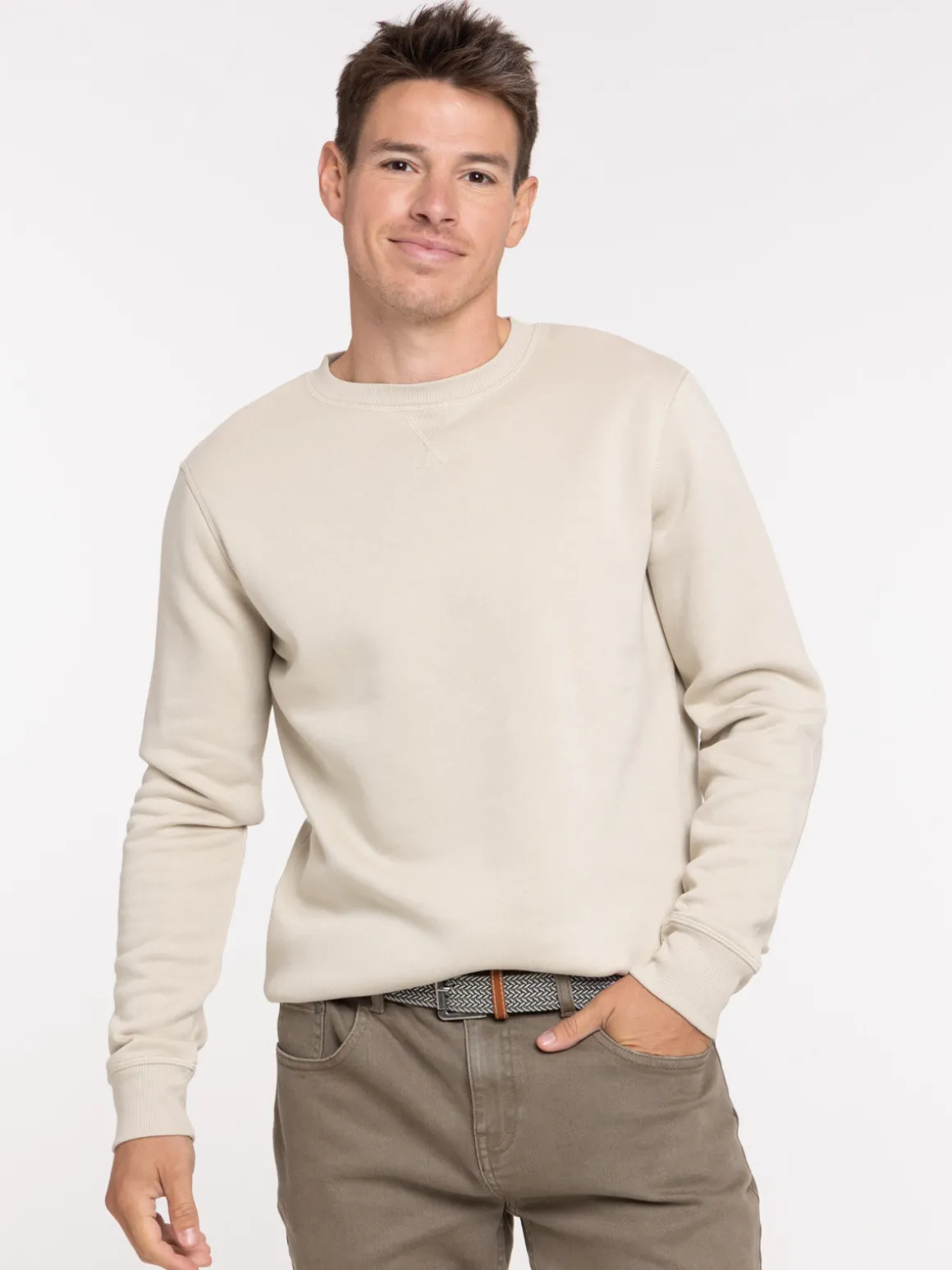 Sweat uni col rond homme