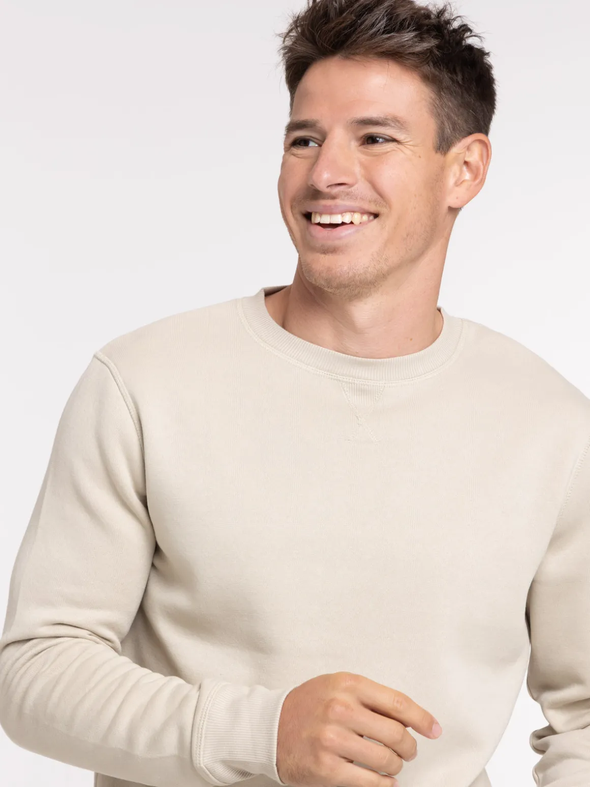 Sweat uni col rond homme
