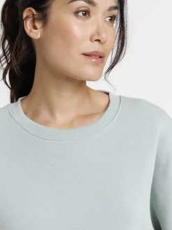 Sweat uni col rond jade femme