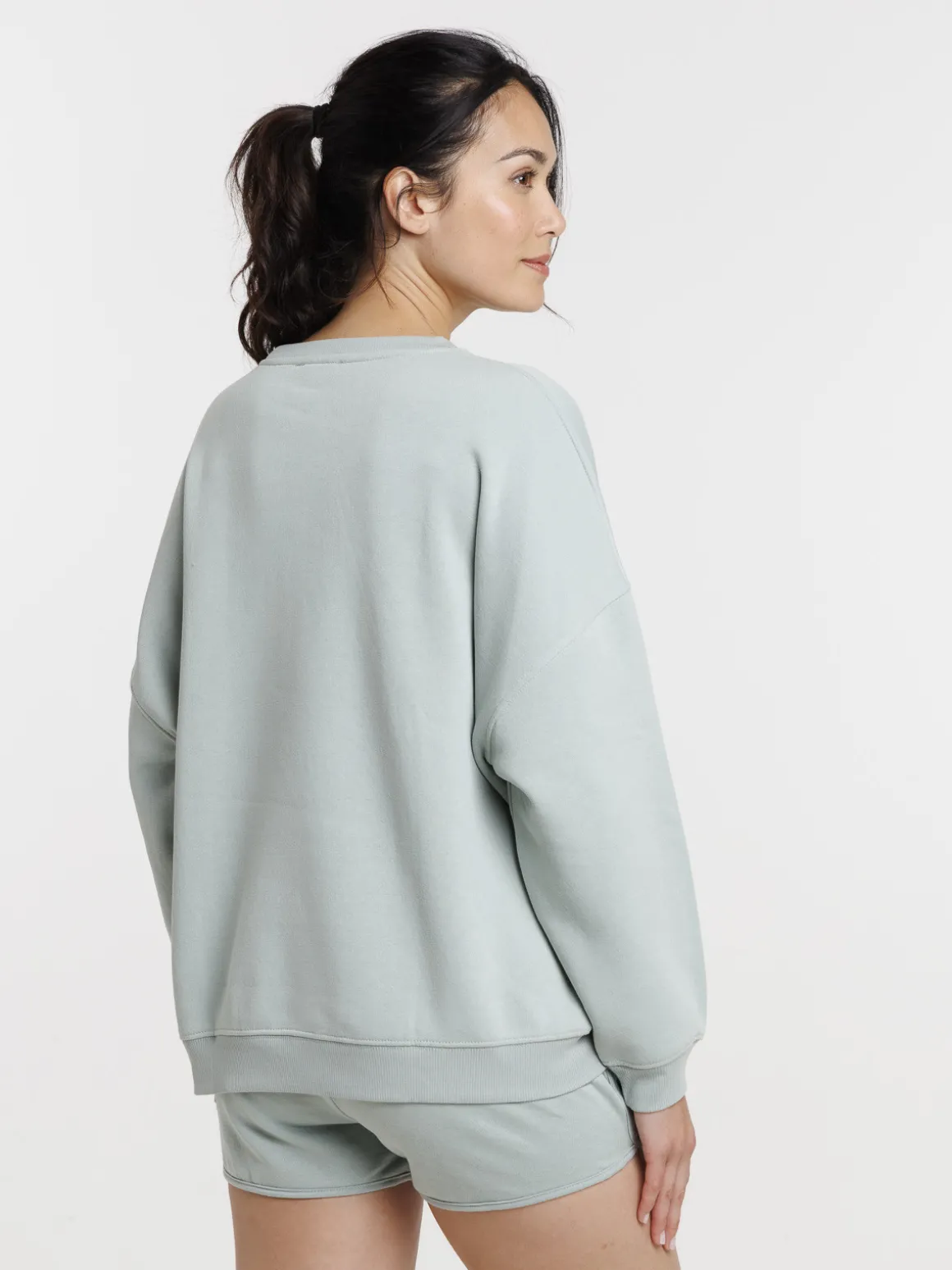 Sweat uni col rond jade femme