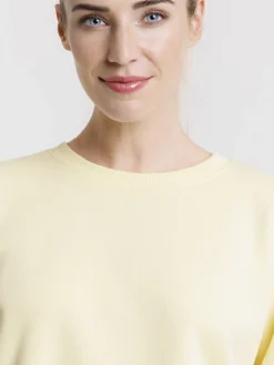 Sweat uni jaune pâle femme