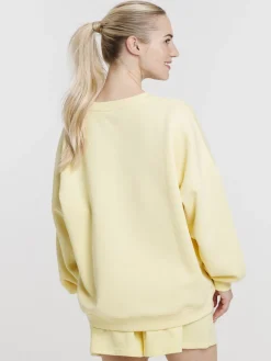 Sweat uni jaune pâle femme