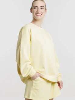 Sweat uni jaune pâle femme