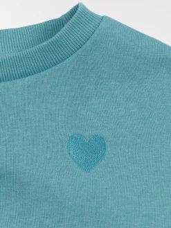 Sweat uni motif coeur fille (3-12A)