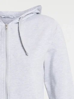 Sweat zippé à capuche gris chiné femme