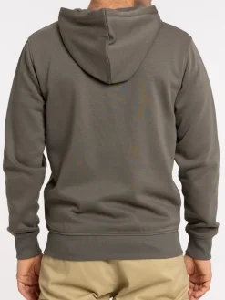 Sweat zippé capuche kaki verdi homme