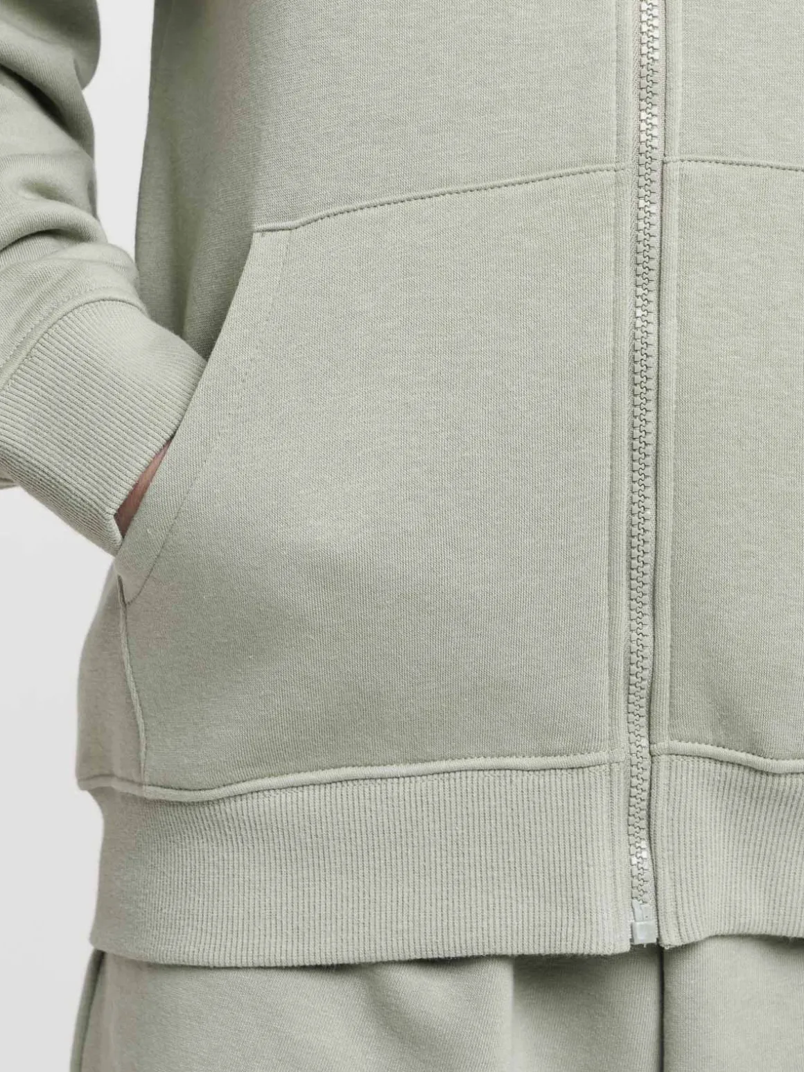 Sweat zippé capuche mousse clair femme