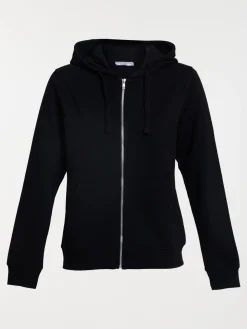 Sweat zippé capuche noir femme