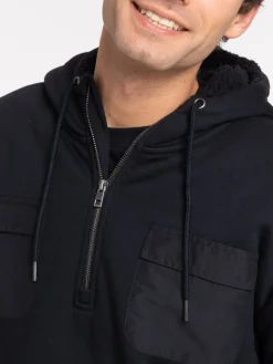 Sweat zippé capuche noir homme