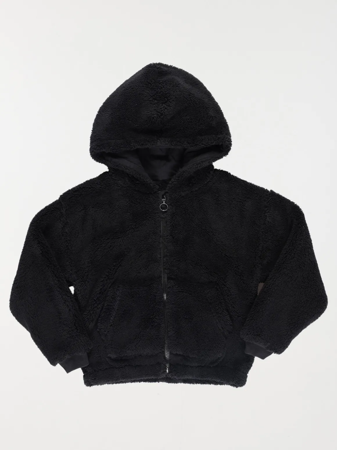 Sweat zippé tout doux fille noir (3-12A)