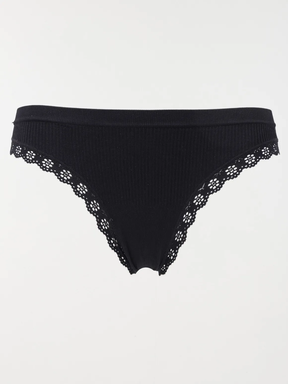 Tanga côtelé noir femme