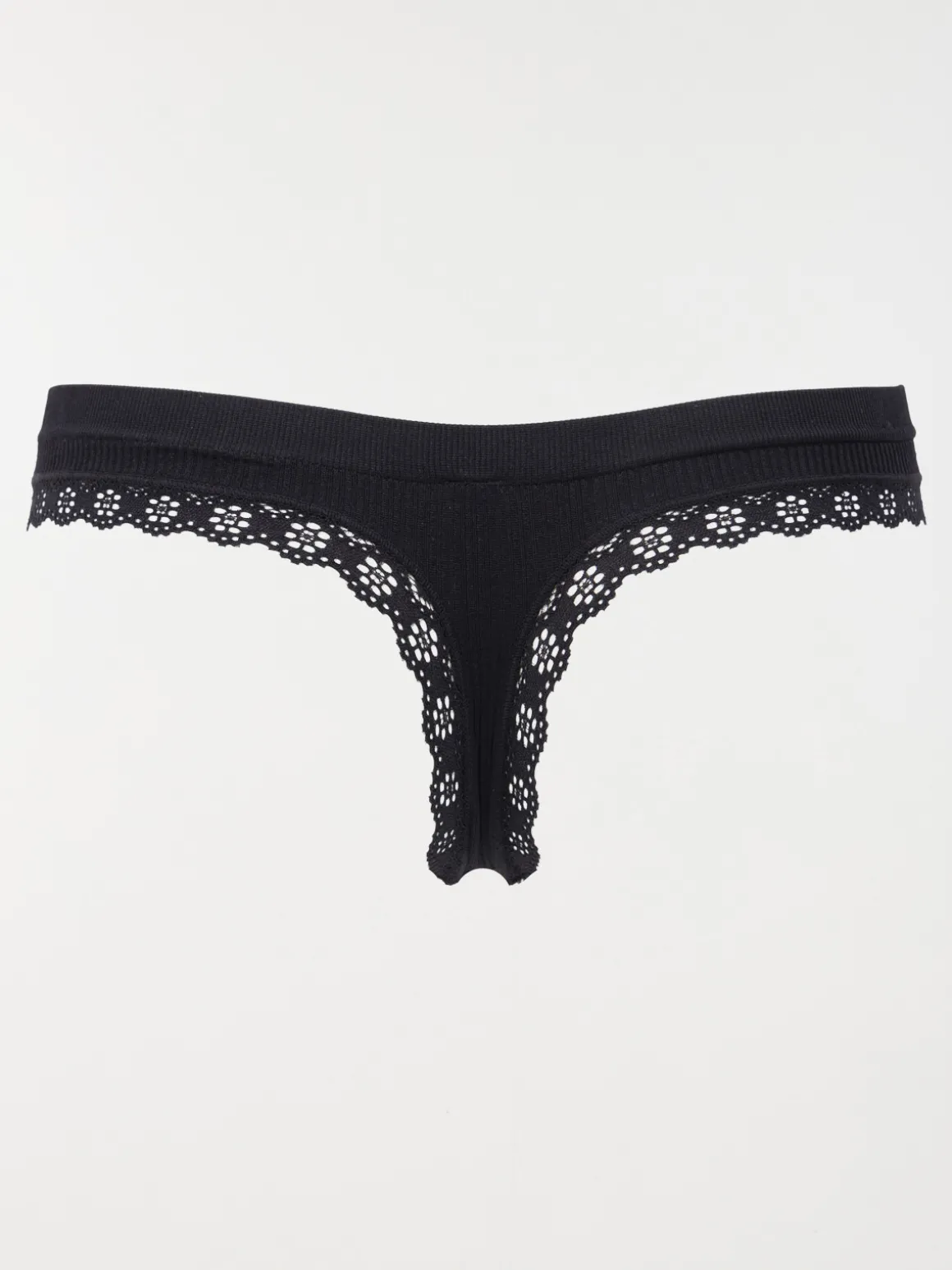 Tanga côtelé noir femme