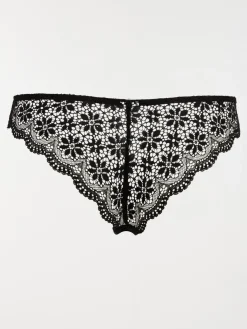 Tanga dentelle noire femme (S-XL)