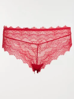 Tanga dentelle rouge grande taille femme