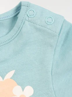 Tee-shirt aqua fleurs fille (3-36M)