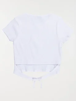 Tee-shirt blanc côtelé fille (XXS-M)