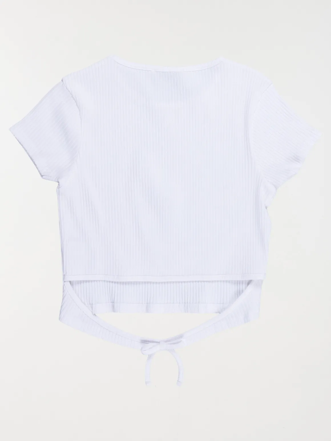 Tee-shirt blanc côtelé fille (XXS-M)