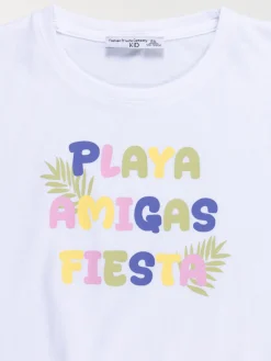 Tee-shirt blanc message fille (3-12A)