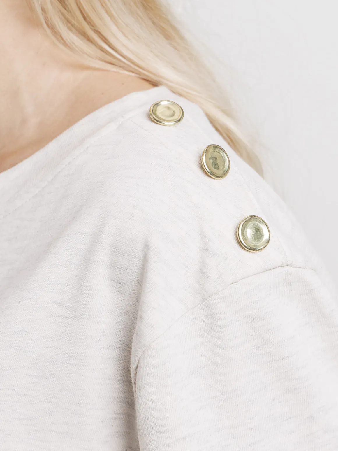 Tee-shirt boutons épaule gauche femme