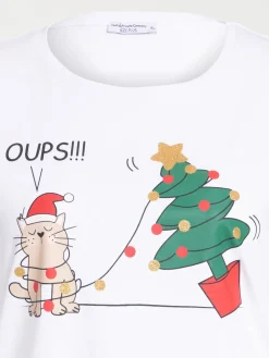 Tee-shirt chat Noël grande taille femme