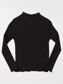 Tee-shirt col montant noir fille (3-12A)