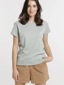 Tee-shirt col rond glaise femme