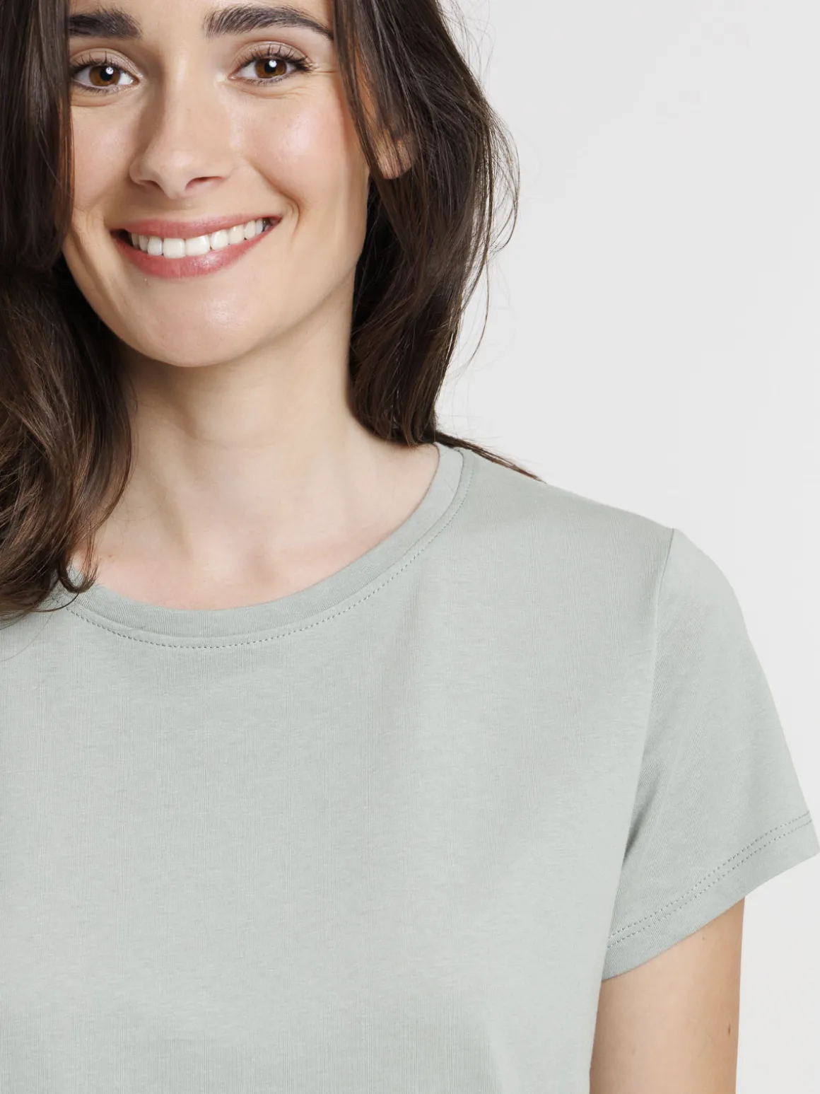 Tee-shirt col rond glaise femme
