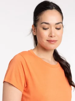 Tee-shirt col rond orange femme