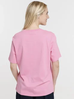 Tee-shirt col rond oversized rose femme