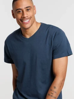 Tee-shirt col V bleu nuit homme