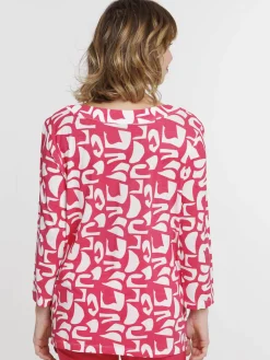 Tee-shirt col V rose fiesta femme