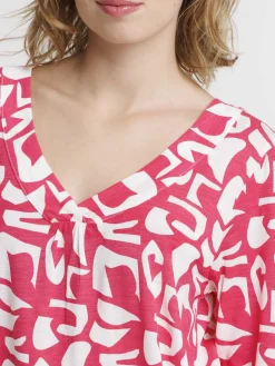 Tee-shirt col V rose fiesta femme