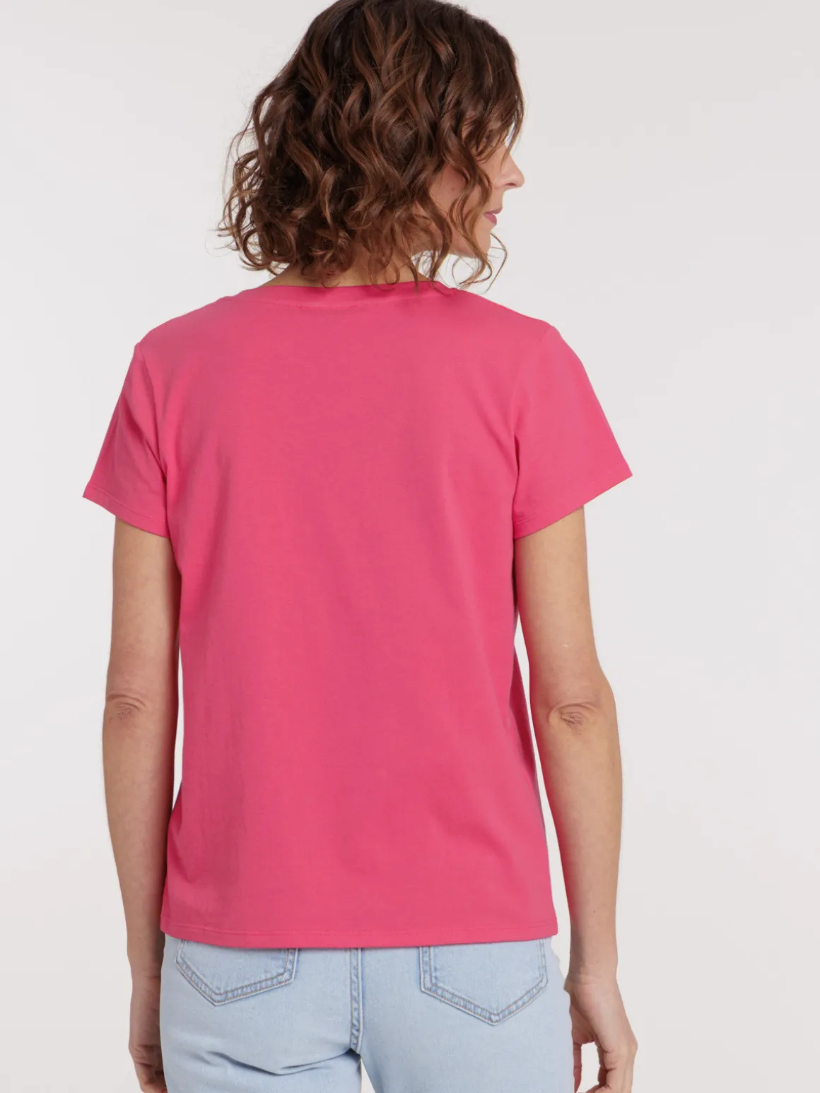Tee-shirt coloris rose fiesta femme