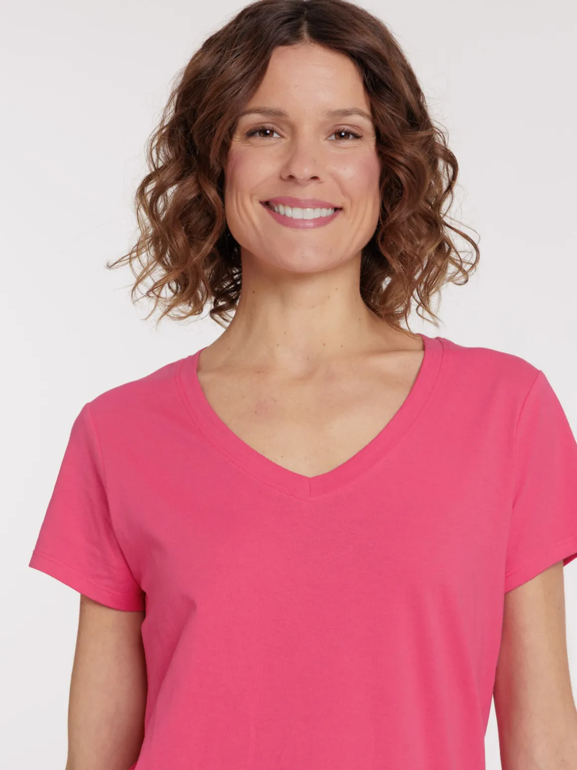 Tee-shirt coloris rose fiesta femme