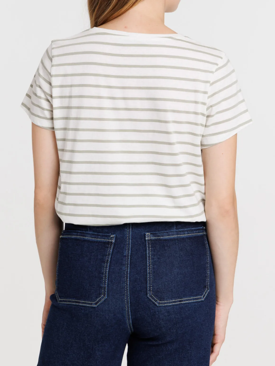 Tee-shirt écru rayé mousse femme